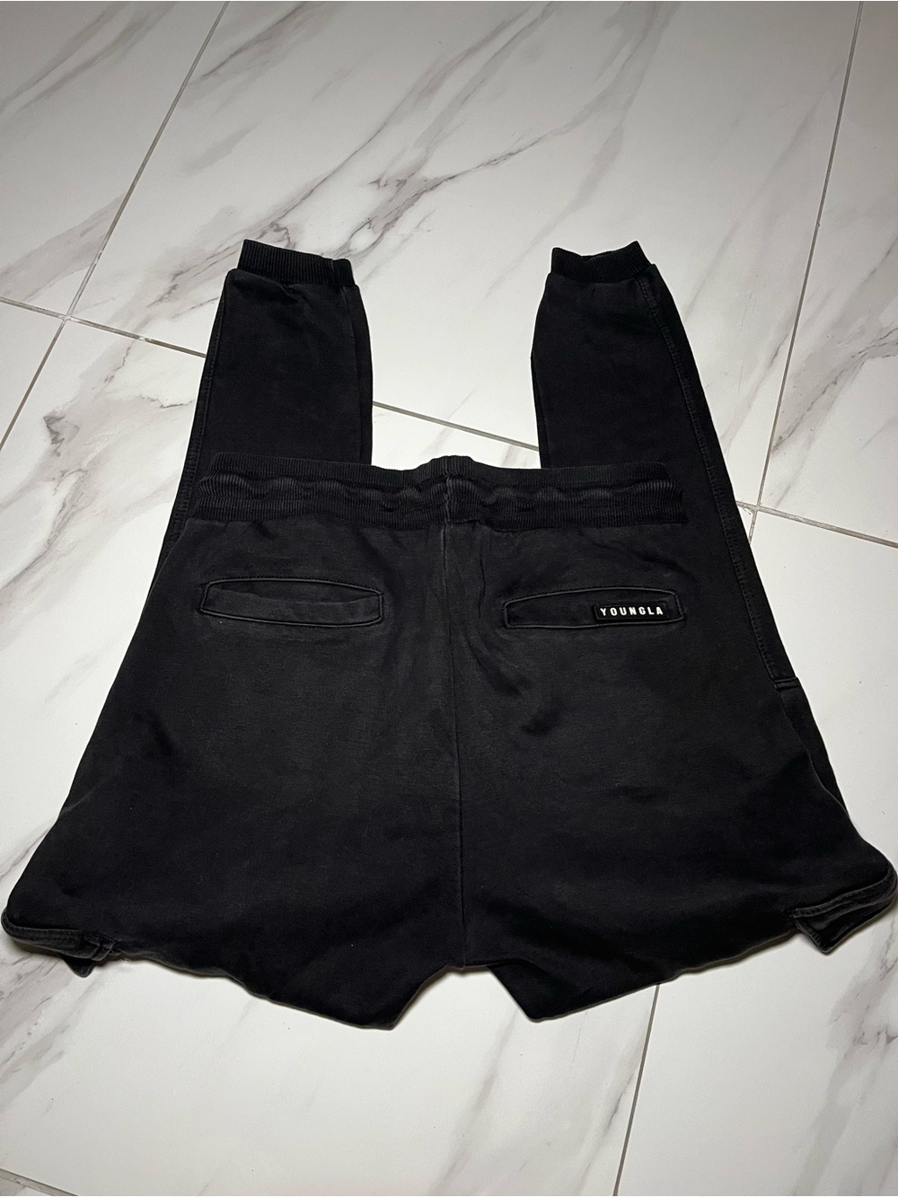YOUNGLA Black Casual Joggers with Elastic Waistband